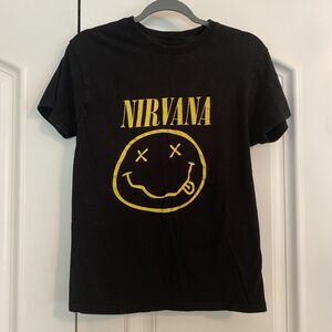 NIRVANA T-Shirt Smiley Face Logo Front Men's Small